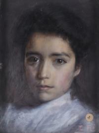 644-EDUARD FLÒ GUITART (1881-1958). "PORTRAIT OF A GIRL".