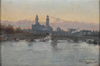 633-FÉLIX ALARCÓN BRENES (C. 1860 - C. 1900). "VIEW OF PARIS FROM THE SEINE", 1888.