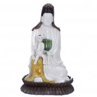 225-19TH CENTURY CHINESE SCHOOL. GUANYIN WITH A BOY.