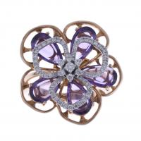 73-FLORAL RING WITH AMETHYST AND DIAMONDS.