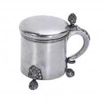 11-SILVER LIDDED CAN, PROBABLY 19TH CENTURY. 