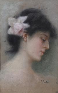 549-JOAN FUSTER BONNIN (1870-1945). "PROFILE OF A YOUNG WOMAN".