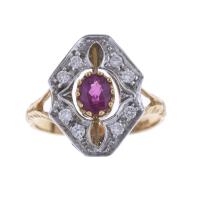 86-RING WITH DIAMONDS AND RUBY.