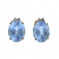 66-EARRINGS WITH BLUE TOPAZES AND DIAMONDS.