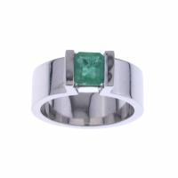 63-SOLITAIRE RING WITH AN EMERALD.
