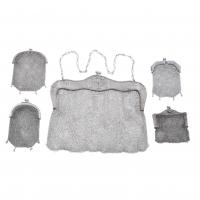 6-SET OF PURSE AND FOUR BAGS IN SILVER MESH, EARLY 20TH CENTURY.