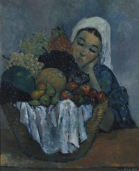 679-PERE PRUNA OCERANS (1904-1977). "WOMAN WITH A FRUIT BASKET", 1959.