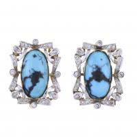 171-ELIZABETHAN STYLE EARRINGS WITH DIAMONDS AND TURQUOISE.