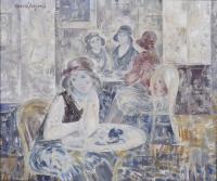 658-JOSEP MARIA MORATO ARAGONES (1923-2006). "INSIDE A BAR WITH YOUNG PEOPLE".