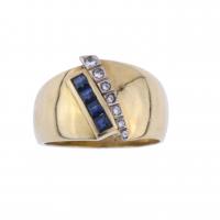 94-WIDE RING WITH DIAMONDS AND SAPPHIRES.
