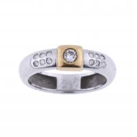 22-TWO-TONE RING WITH DIAMONDS.