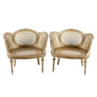 522-PAIR OF FRENCH "BERGÈRES" ARMCHAIRS, LOUIS XVI STYLE, SECOND HALF OF THE 20TH CENTURY.