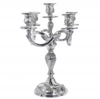 15-CANDELABRO ESPAÑOL EN PLATA, MED. SIGLO XX.