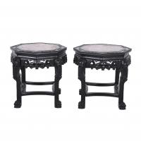 132-PAIR OF CHINESE OCTAGONAL PEDESTALS OR SMALL TABLES, 20TH CENTURY.