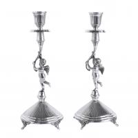 10-PAIR OF SPANISH SILVER CANDLESTICKS, 20TH CENTURY.