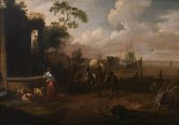 612-17TH-18TH CENTURIES, DUTCH SCHOOL. "LANDSCAPE WITH THE SEA ON THE BACKGROUND". 