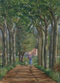 632-JACINT OLIVÉ FONT (1896-1967). "PATH IN THE FOREST".