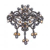 164-ANTIQUE BROOCH WITH DIAMONDS AND CITRINES.