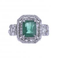 49-LARGE DIAMONDS AND EMERALD RING.