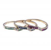 66-SET OF THREE STACKABLE ETERNITY RINGS.