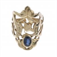 85-MODERNIST STYLE RING WITH SAPPHIRE.