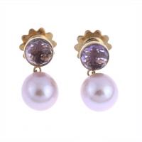 122-LONG EARRINGS WITH PURPLE TOPAZES AND PEARL.