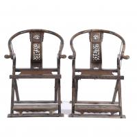 230-PAIR OF CHINESE HORSESHOE-BACKED "HUNTING" CHAIRS, 20TH CENTURY.