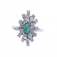 22-EMERALD AND DIAMOND CLUSTER RING.