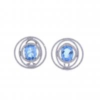 84-EARRINGS WITH DIAMONDS AND BLUE TOPAZES.