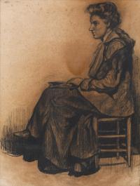 715-EARLY 20TH CENTURY SPANISH SCHOOL. "SEATED WOMAN".