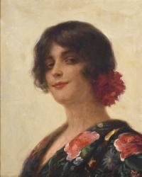 631-ANTONIO TORRES FUSTER (TARRAGONA, 1874-1945). "GIRL WITH A CARNATION".