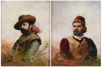 607-19TH CENTURY, SPANISH SCHOOL. Pair of men's portraits referring to Verdi's operas."LUCRECIA" and "RIGOLETO".