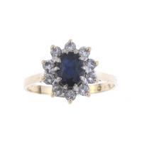 35-ROSETTE RING WITH SAPPHIRE AND DIAMONDS.