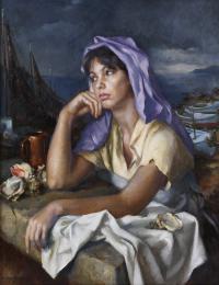 631-FRANCISCO RIBERA GOMEZ (1907-1990). "ANOCHECER COSTERO", 1982.