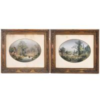 26191-LOUIS ÉMILE DARDOIZE (1826-1901). OVAL LANDSCAPES.