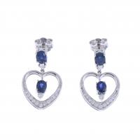 82-HEART EARRINGS WITH DIAMONDS AND SAPPHIRE.