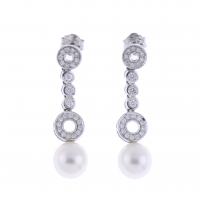 77-LONG EARRINGS WITH DIAMONDS AND PEARL.