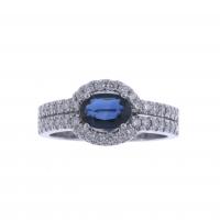 6-DIAMONDS AND SAPPHIRE RING.