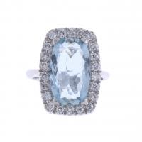 1-GRAN SORTIJA CON DIAMANTES Y AGUAMARINA.