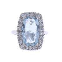 1-LARGE DIAMONDS AND AQUAMARINE RING.