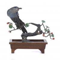 147-CHINESE SCULPTURE, BIRD ON A BRANCH. 19TH CENTURY.