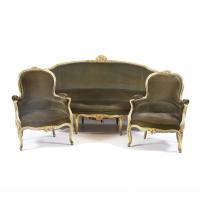 346-LOUIS XV STYLE THREE-PIECE SUITE. EARLY 20TH CENTURY.