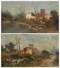 18029-ESCUELA CATALANA, SIGLO XIX. Pareja de paisajes.