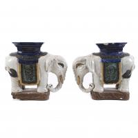 136-PAIR OF INDIAN ELEPHANT-SHAPED PEDESTALS. 19TH CENTURY.