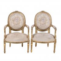 353-PAIR OF LOUIS XVI STYLE ARMCHAIRS, EARLY 20TH CENTURY.