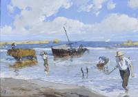 639-JANOS MARSCHALKO (1819-1877). "BOAT ENTERING THE BEACH".
