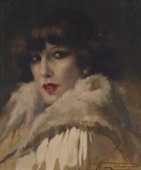 455-HENRI JOSEPH THOMAS (1878-1972). "PORTRAIT OF A GIRL".
