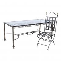 314-OUTDOOR TABLE WITH CHAIRS SET, 20TH CENTURY.