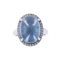 2-RING WITH BLUE TOPAZ AND DIAMONDS.