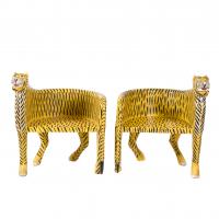 196-PAIR OF "TIGER BENCH" ARMCHAIRS, 20TH CENTURY.